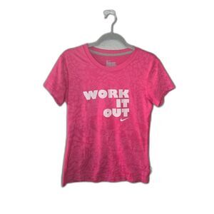 Nike Dri-Fit Women's Pink  Work It Out Graphic Short Sleeve Tee Size M